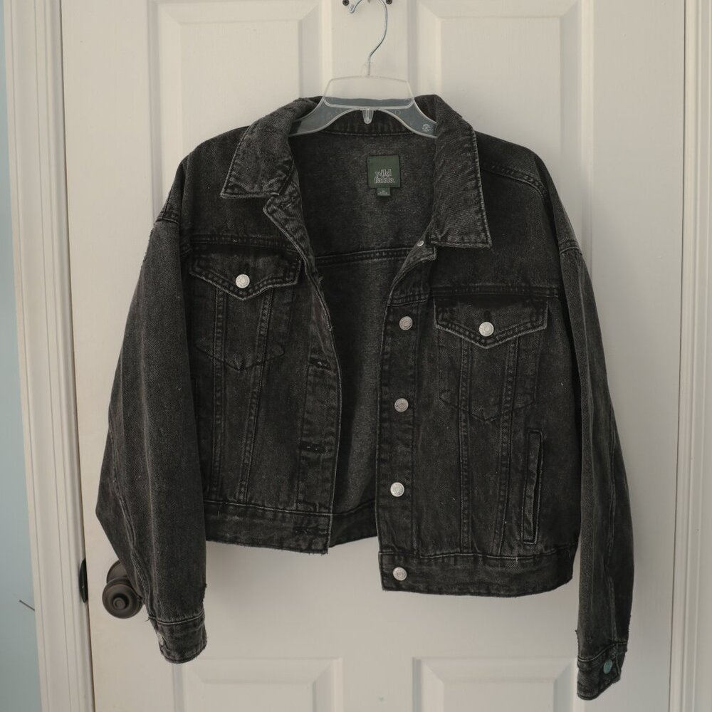 Black faded denim jacket: Wild Fable